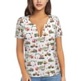 thumbnail image 1 of Wukai Excavator Casual V-Neck Graphic Tees for Women: Lightweight and Breathable Summer Tops with Stylish Design-XX-Large, 1 of 8