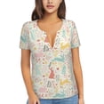 thumbnail image 1 of Wukai Fall Rabbit Casual V-Neck Graphic Tees for Women: Lightweight and Breathable Summer Tops with Stylish Design-XX-Large, 1 of 8