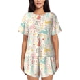 thumbnail image 1 of Wukai Fall Rabbit Women's Pajama Set,Short-Sleeve Top and Shorts with Elastic Waistband and Pockets for Loungewear, Yoga, and Casual Wear-XX-Large, 1 of 8