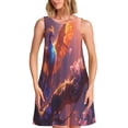thumbnail image 1 of Wukai Fantasy Bird Illustration Print Women's Sleeveless Dress, Loose Fit Casual Dress for Women, Comfortable Sleeveless Summer Dress, 1 of 7