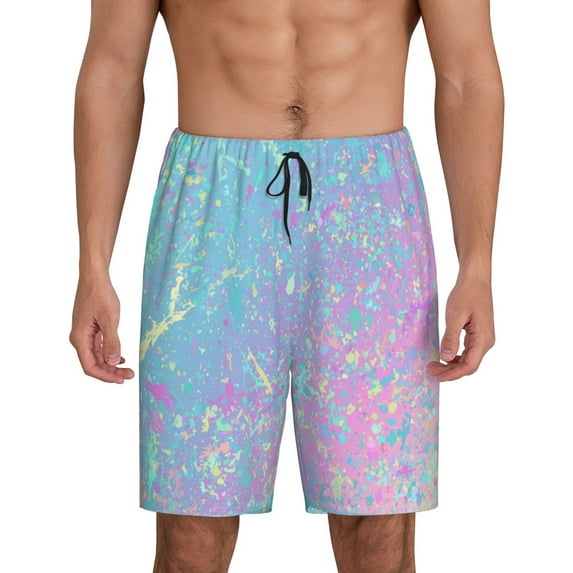 Wukai Fantasy Gradient Men’s Short Pajama Pants With Pockets Soft Sleep Pj Shorts for Men-Large