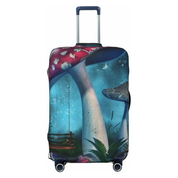 Wukai Fantasy Mushrooms Elastic Luggage Cover: Personalized Protection for Your Suitcase - Fits 19~29-inch, Washable & Durable Travel Companion-Medium