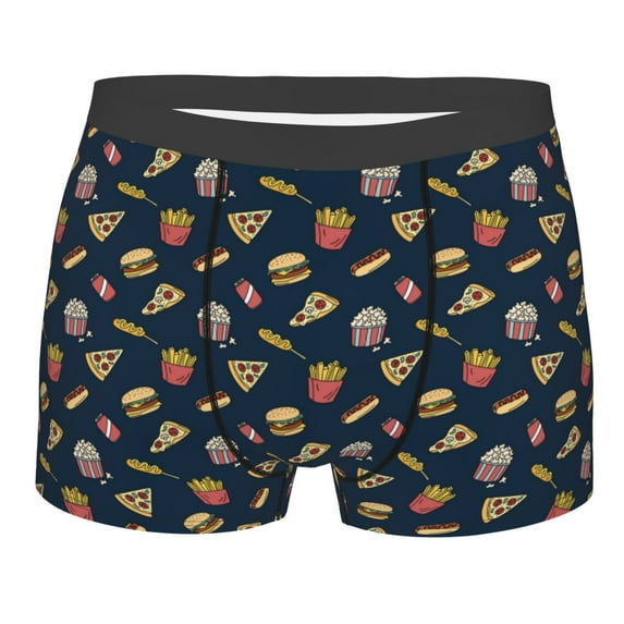 Wukai Fast Food Print Men’s Underwear Breathable Boxer Briefs, Moisture Wicking & Breathable-XX-Large