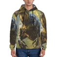 thumbnail image 1 of Wukai Ferocious Dinosaur Print Men Hoodies Fleece Sweatshirts Long Sleeve Sweaters Pullover Fall Outfits Winter Clothes-Medium, 1 of 7