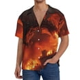 thumbnail image 1 of Wukai Fiery Dragons Castle Attack Men's Casual Short-Sleeve Button Down Shirt,Cuban Shirts for Men,Mens Short Sleeve Dress Shirts-Medium, 1 of 5