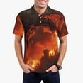 thumbnail image 1 of Wukai Fiery Dragons Castle Attack Men’s Polo Shirts Sleeve,Camisas Polo Para Hombre,True Classic Tees Men-Small, 1 of 6