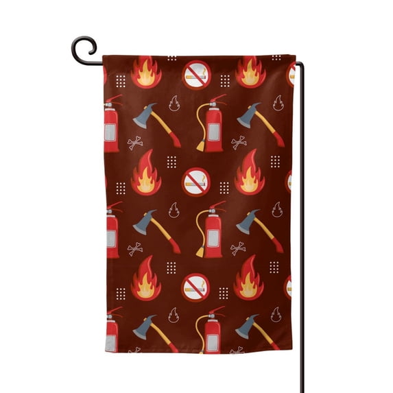 Wukai Fire Extinguisher Print Garden Flag 12.5x18 Inch Double Sided Sun-resistant Rain-resistant, Wrinkle-resistant Colorfast(Only Flag)