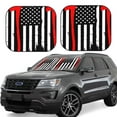 thumbnail image 1 of Wukai Firefighters USA Flag Print Windshield Sun Shade, Car Front Window Shades Sunshade Cover Sun Visor Shield Block Automotive Interior Protector Blocks UV Rays-Medium, 1 of 6