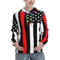 thumbnail image 1 of Wukai Firefighters USA Flag Print Womens Hoodies Fleece Sweatshirts Long Sleeve Sweaters Pullover Fall Outfits Winter Clothes-Medium, 1 of 7