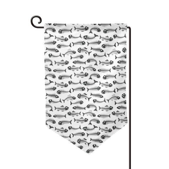 Wukai Fish Bones Print Garden Flag 12.5x18 Inch Double Sided Sun-resistant Rain-resistant, Wrinkle-resistant Colorfast(Only Flag)