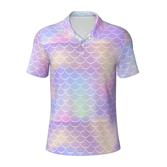 Wukai Fish Scale1 Men’s Polo Shirts,Quick-Dry Athletic Shirt,Classic Fit Shirts-Small