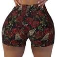 thumbnail image 1 of Wukai Fishbone Rose Print Pack Biker Shorts for Women Yoga Workout Gym Running Scrunch Active Shorts-Small, 1 of 8