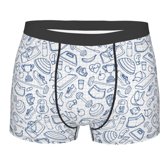 Wukai Fitness Guru Print Men’s Underwear Breathable Boxer Briefs, Moisture Wicking & Breathable-Medium