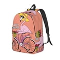 thumbnail image 1 of Wukai Flamingo Riding a Bicycle Durable Canvas Laptop Backpack,Adjustable Shoulder Straps,Water-Resistant,Large Capacity,Stylish Design, Fits 15-17in Laptops,Unisex for School,Office,Travel-Small, 1 of 5