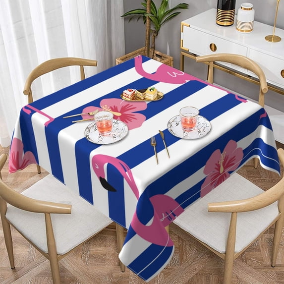 Wukai Flamingo Waterproof Tablecloth for Kitchen Dining, Fits Square Tables for 2-4 Seats -54"x54"