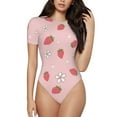 thumbnail image 1 of Naloa Floral Strawberr Women's Short-Sleeved Onesie, One-Piece Swimsuit for Parties, dates, clubs - Large, 1 of 9
