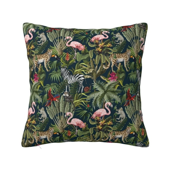 Wukai Flamingos And Palm Leaves Premium Polyester Fleece Pillow Covers with Hidden Zipper Closure,Luxuriously Soft and Durable-18"x18"