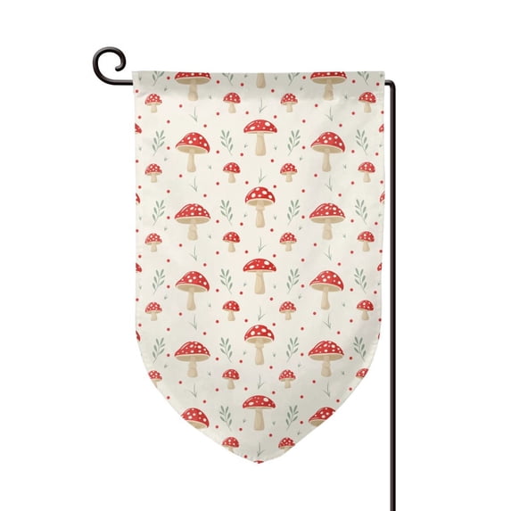 Wukai Flat Mushrooms Print Garden Flag 12.5x18 Inch Double Sided Sun-resistant Rain-resistant, Wrinkle-resistant Colorfast(Only Flag)