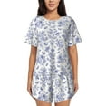 thumbnail image 1 of "Wukai Floral Butterfly Women's Pajama Set - Short-Sleeve Top and Shorts with Elastic Waistband and Pockets for Loungewear, Yoga, and Casual Wear-XX-Large, 1 of 8