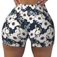 thumbnail image 1 of Wukai Floral Flowers Blue Print Pack Biker Shorts for Women Yoga Workout Gym Running Scrunch Active Shorts-Medium, 1 of 8