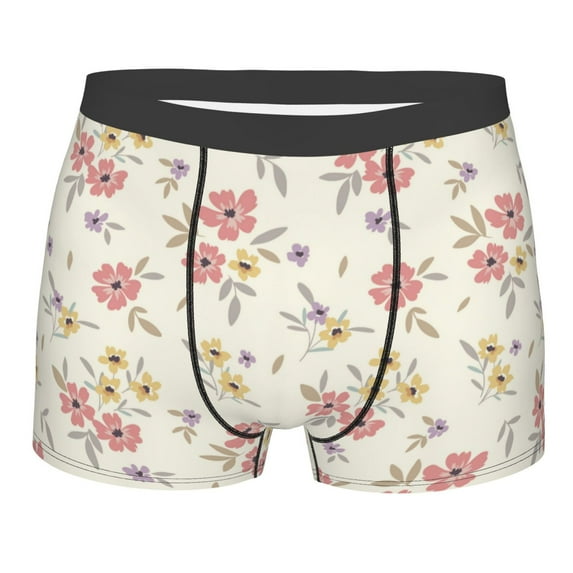 Wukai Floral Print Men’s Underwear Breathable Boxer Briefs, Moisture Wicking & Breathable-