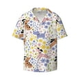 thumbnail image 1 of Wukai Floral Puppy Men's Casual Short-Sleeve Button Down Shirt - Lightweight Summer Dress Shirt for Daily Wear-Small, 1 of 7