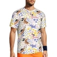 thumbnail image 1 of Wukai Floral Puppy Print Men's Short-Sleeved Mesh T-Shirt,Quick-Dry Short Sleeve Workout T-Shirt-, 1 of 8