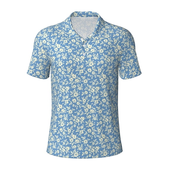 Wukai Floral Retro Style Men’s Polo Shirts,Quick-Dry Athletic Shirt,Classic Fit Shirts-X-Large