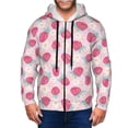 thumbnail image 1 of Wukai Floral Strawberr Print Men's Zip-Up Hoodie,Fleece Full-Zip Hoodie for Men, Hooded Sweatshirt-X-Large, 1 of 5