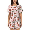 thumbnail image 1 of Wukai Floral Strawberr Women's Pajama Set,Short-Sleeve Top and Shorts with Elastic Waistband and Pockets for Loungewear, Yoga, and Casual Wear-3X-Large, 1 of 8