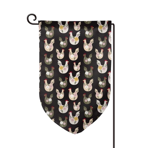 Wukai Flowe Rooster Print Garden Flag 12.5x18 Inch Double Sided Sun-resistant Rain-resistant, Wrinkle-resistant Colorfast(Only Flag)