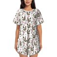 thumbnail image 1 of Wukai Flowe Rooster Women's Pajama Set,Short-Sleeve Top and Shorts with Elastic Waistband and Pockets for Loungewear, Yoga, and Casual Wear-Large, 1 of 6