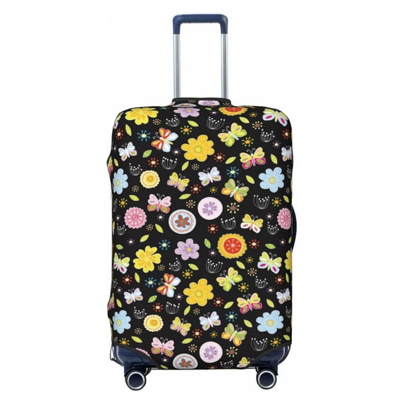 Wukai Flower Butterfly Elastic Luggage Cover: Personalized Protection for Your Suitcase - Fits 19~29-inch, Washable & Durable Travel Companion-Small