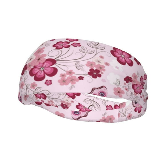 Wukai Flower Butterfly Sports sweatband,Men & Women Sweatband Headband for Running, Cross Training, Racquetball, Working Out