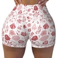 thumbnail image 1 of Wukai Flower Leaves Print Pack Biker Shorts for Women Yoga Workout Gym Running Scrunch Active Shorts-Large, 1 of 8