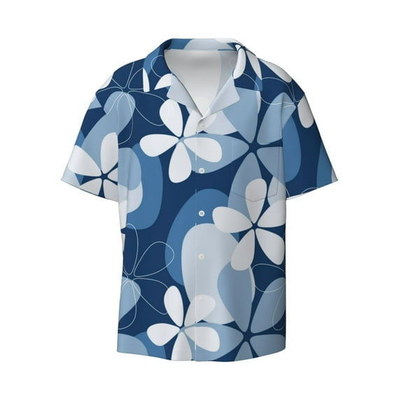 Wukai Flower Men's Casual Short-Sleeve Button Down Shirt - Lightweight Summer Dress Shirt for Daily Wear-3X-Large