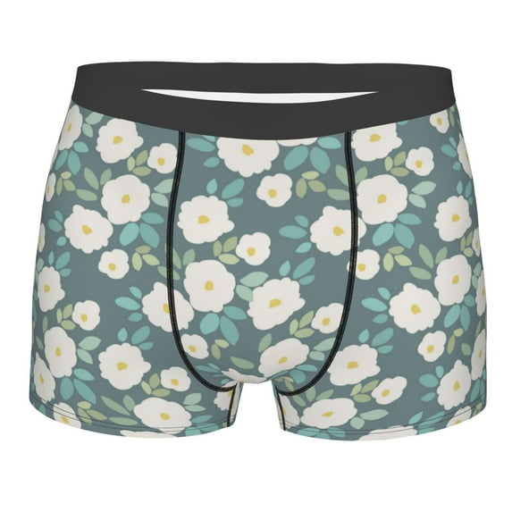 Wukai Flower Print Men’s Underwear Breathable Boxer Briefs, Moisture Wicking & Breathable-Small