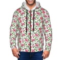 thumbnail image 1 of Wukai Flower Print Men's Zip-Up Hoodie,Fleece Full-Zip Hoodie for Men, Hooded Sweatshirt-Large, 1 of 5
