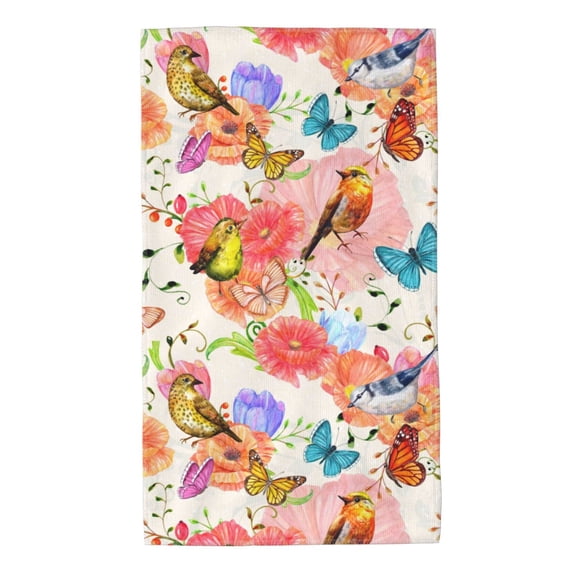 Wukai Flowers And Birds Watercolor Lightweight, Quick-Drying Microfiber Towels - Soft and Absorbent for Fitness, Sports, Yoga, Travel, Gym - 2 Pack, Dark Grey