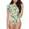 thumbnail image 1 of Naloa Lilies Flowers Women's Short-Sleeved Onesie, One-Piece Swimsuit for Parties, dates, clubs - XX-Large, 1 of 9
