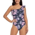 thumbnail image 1 of Wukai Flowers Chic One Shoulder Swimwear with Ruffle Design and Tummy Control Skirt: Fashionable, Supportive, Comfortable for Beach-X-Large, 1 of 7