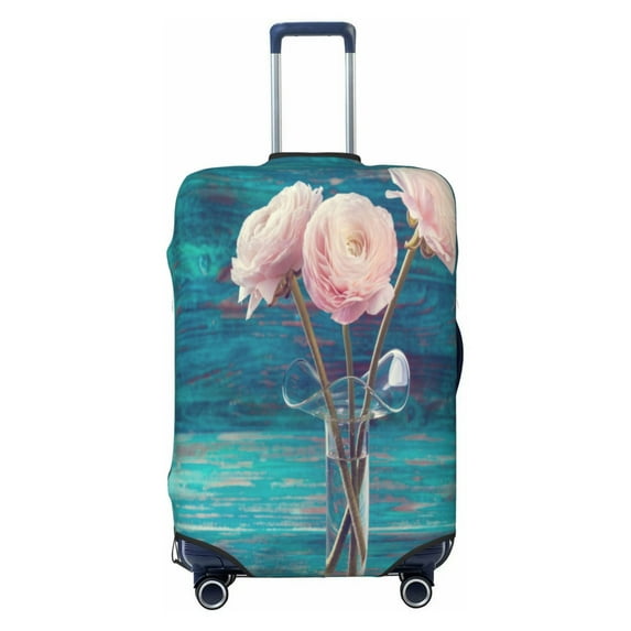 Wukai Flowers in Glass Vase Elastic Luggage Cover: Personalized Protection for Your Suitcase - Fits 19~29-inch, Washable & Durable Travel Companion-Large