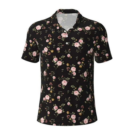 Wukai Flowers Men’s Polo Shirts,Quick-Dry Athletic Shirt,Classic Fit Shirts-4X-Large