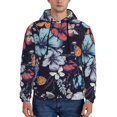 thumbnail image 1 of Wukai Flowers ad Butterflies Print Men Hoodies Fleece Sweatshirts Long Sleeve Sweaters Pullover Fall Outfits Winter Clothes-XX-Large, 1 of 7
