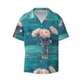 thumbnail image 1 of Wukai Flowers in Glass Vase Men's Casual Short-Sleeve Button Down Shirt - Lightweight Summer Dress Shirt for Daily Wear-4X-Large, 1 of 7