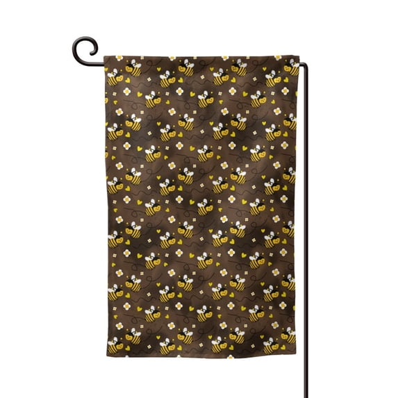 Wukai Flying Furry Honey Bees Print Garden Flag 12.5x18 Inch Double Sided Sun-resistant Rain-resistant, Wrinkle-resistant Colorfast(Only Flag)