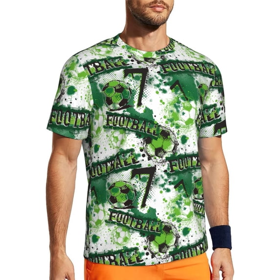 Wukai Football 7 Print Men's Short-Sleeved Mesh T-Shirt,Quick-Dry Short Sleeve Workout T-Shirt-XX-Large