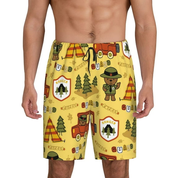 Wukai Forest Guard Men’s Short Pajama Pants With Pockets Soft Sleep Pj Shorts for Men-Large