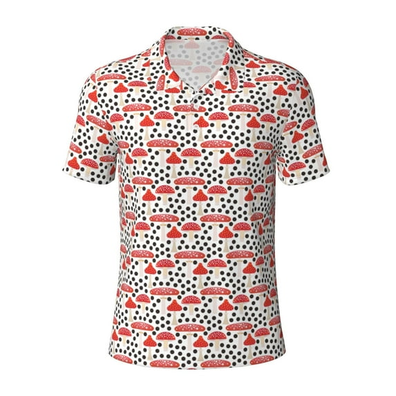 Wukai Forest Mushrooms Men’s Polo Shirts,Quick-Dry Athletic Shirt,Classic Fit Shirts-4X-Large