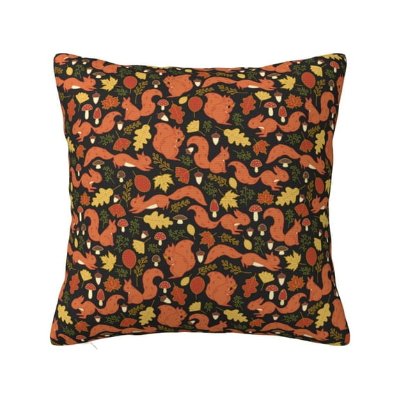Wukai Forest Squirrel Premium Polyester Fleece Pillow Covers with Hidden Zipper Closure,Luxuriously Soft and Durable-12"x12"